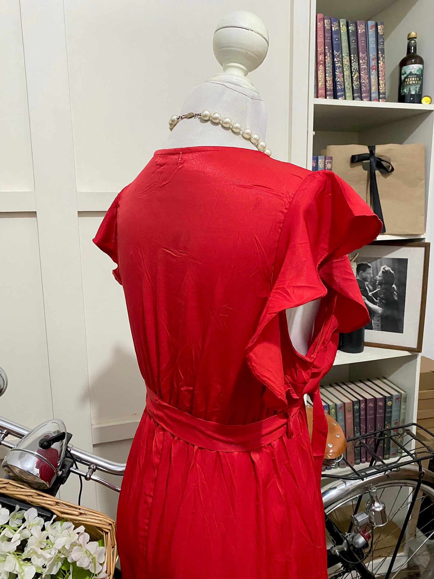 Vestido corto línea A rojo sin manga